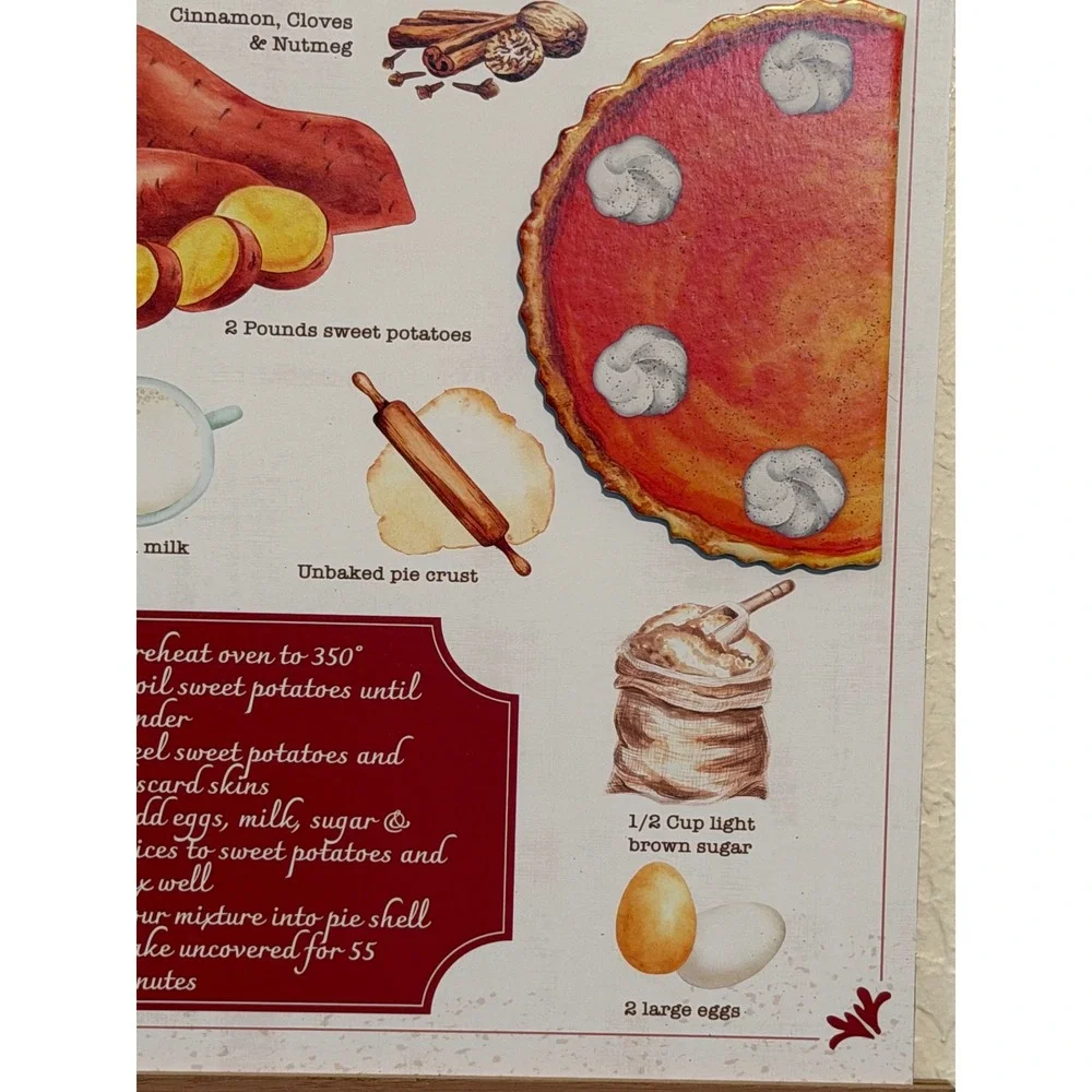 Greenbrier International Sweet Potato Pie Recipe Wall Decor Rustic Kitchen Art